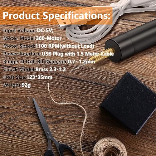 Miniatura 3 de Juego de herramientas eléctricas de taladro manual para moldes de fundición de resina, kit de tornillo de banco eléctrico con 8 brocas (0.8 a 0.047