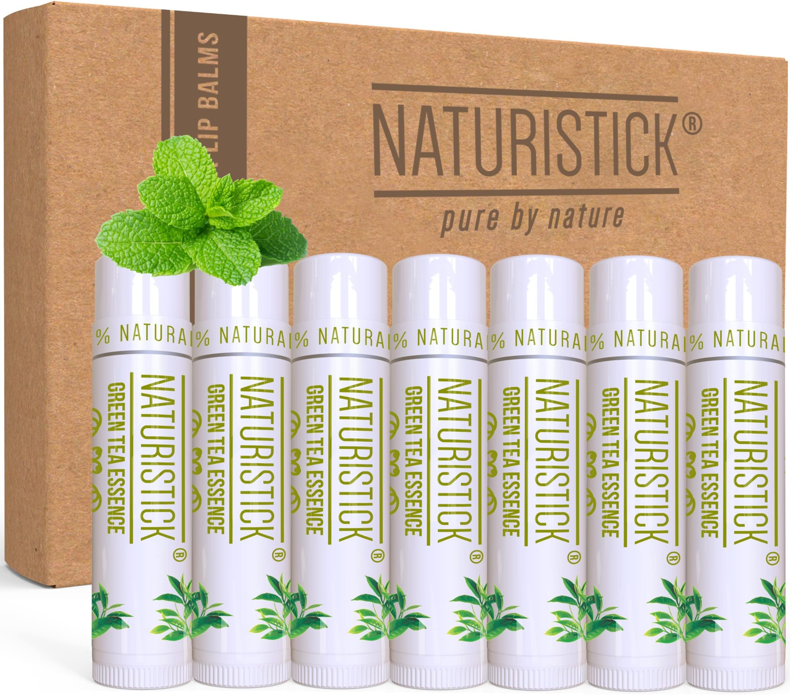 Natural Beeswax Lip Balm 7-Pack | Green Tea | Standard 0.15 oz Tubes