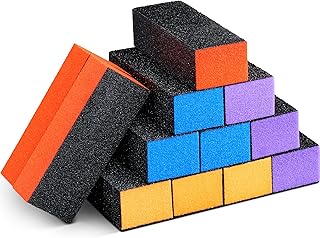 Chello 12 Pcs Nail Buffer 4 Sided Blocks Sanding Buffing Grinding Polisher File - Buffer Block Nail File Set for Natural, Acrylic, Gel Nails - Professional Manicure & Pedicure Prep Supplies for Salon