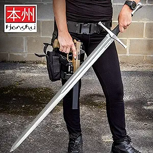 Honshu Broadsword with Scabbard - 1060 High Carbon Steel Blade, TPR Handle, Stainless Steel Pommel - Length 43 1/2"
