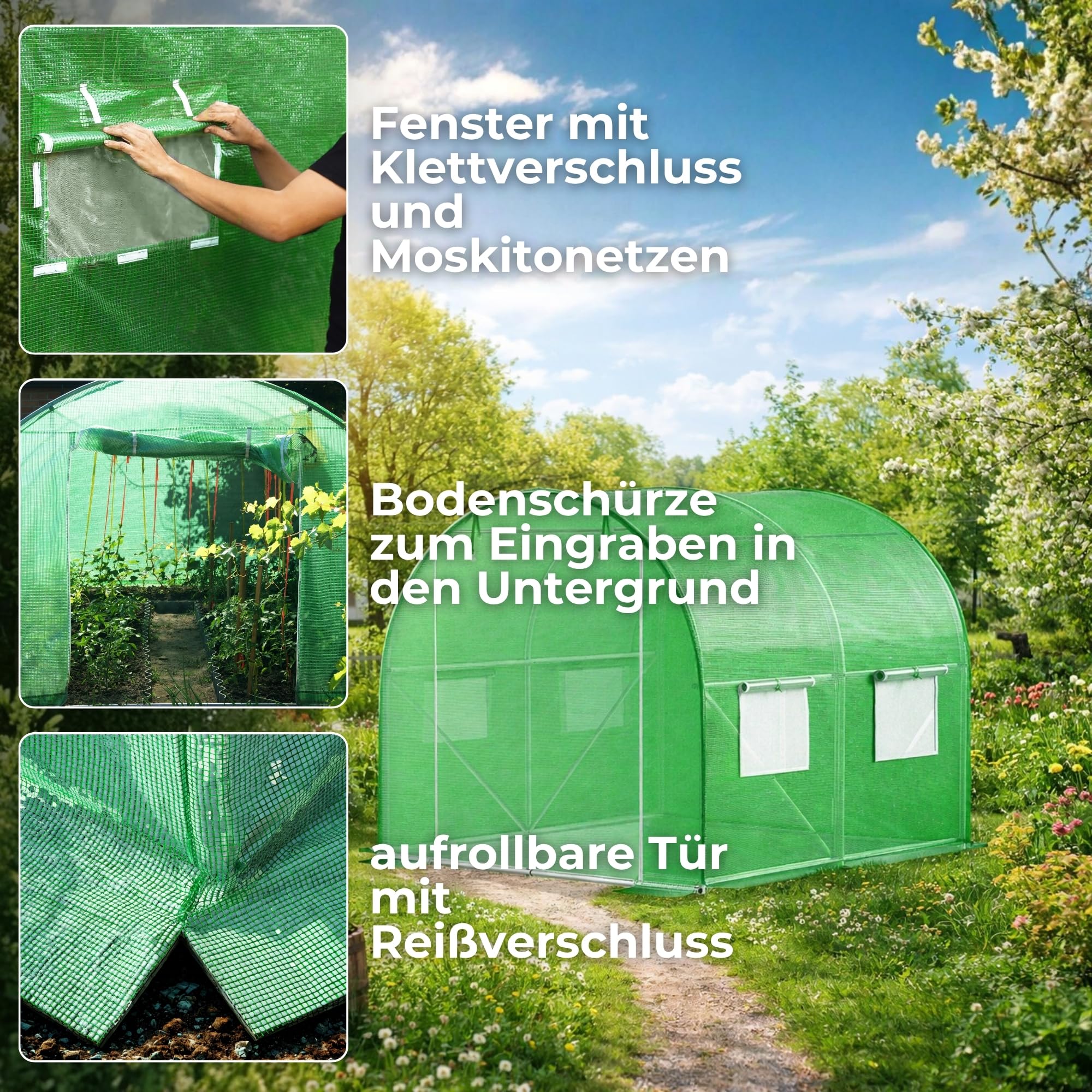 SPRINGOS Gewächshausfolie Gitter-Folie Gartenfolie 200 x 200 x 200 cm