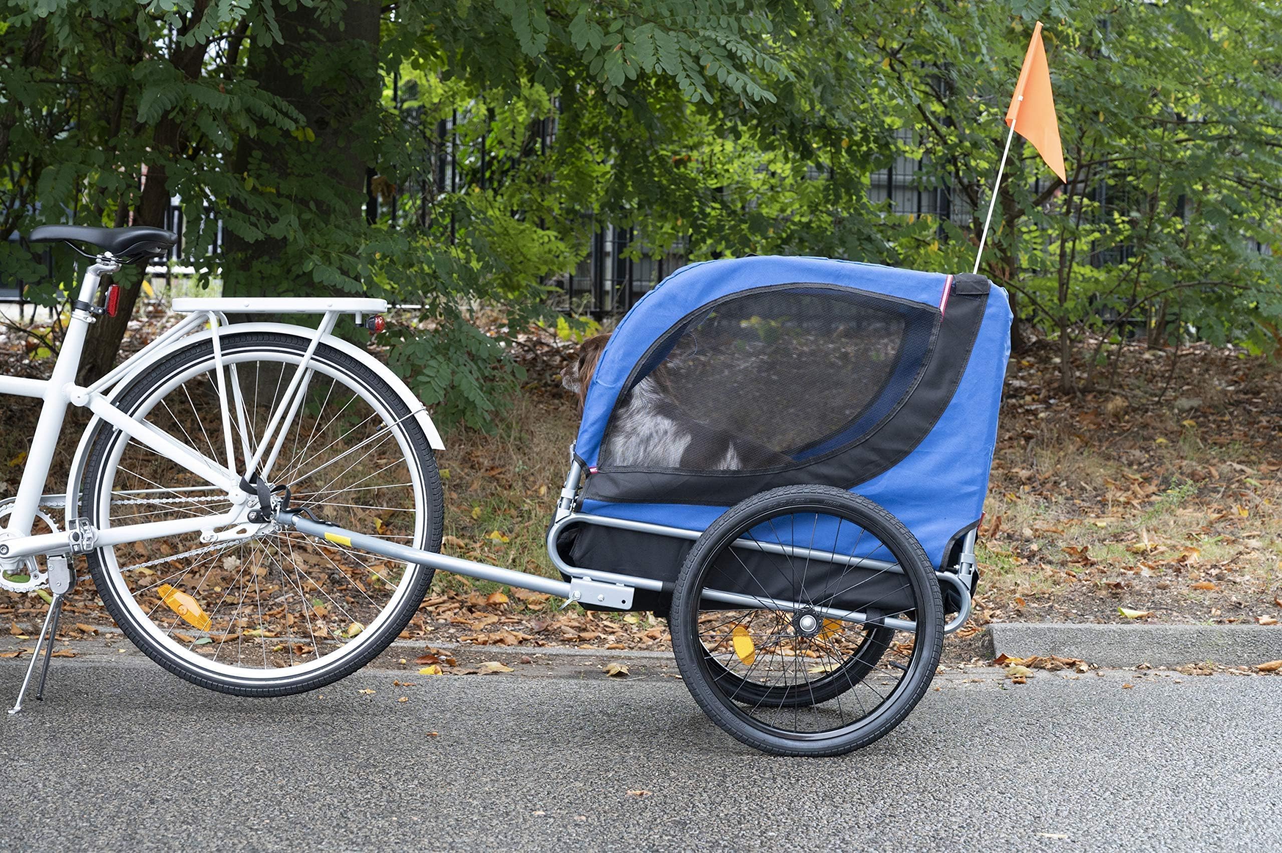 Velo Remorque Chien Pliable - Cariole Velo Chien Max. 40 KG - Remorque de Vélo pour Animaux de Compagnie - 75 x 52 x 65 cm - Bleu/Noir