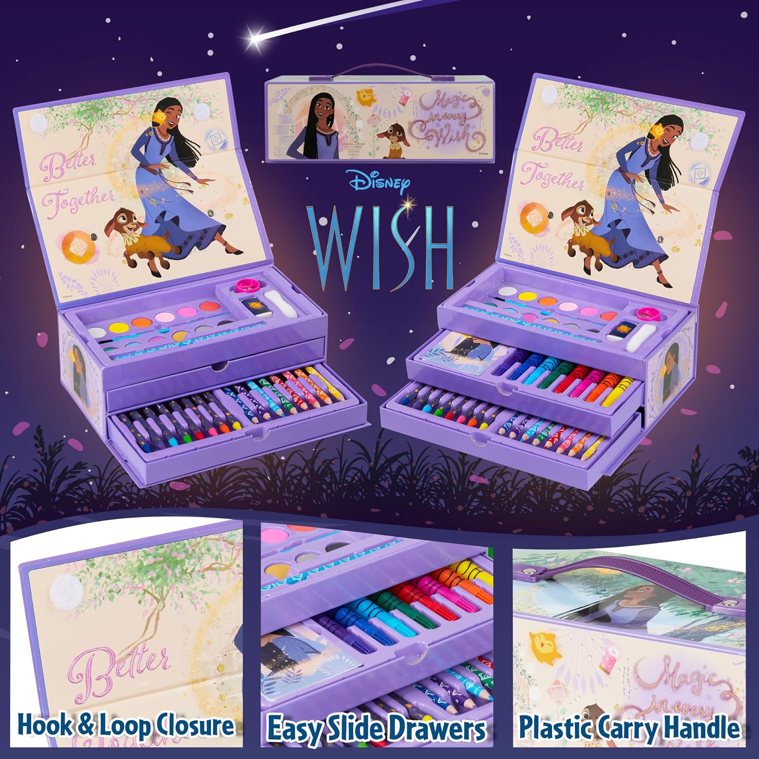 Disney Kids Painting Sets Art Supply Sets 40 Plus Pieces Colouring Sets for Children with Crayons Wish Gifts for Girls