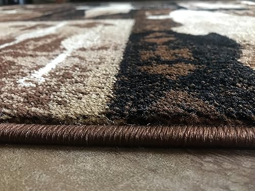 Miniatura 4 de Alfombra estilo cabaña, diseño de casa de campo con diseño de peces y patos y ciervos, 383 (5 pies 2 pulgadas x 7 pies 3 pulgadas)