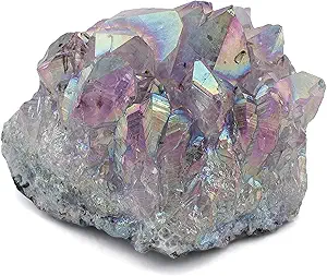 KALIFANO Angel Aura Amethyst Geode – Titanium-Bonded High-Energy Crystal for Reiki, Wicca, and Decor