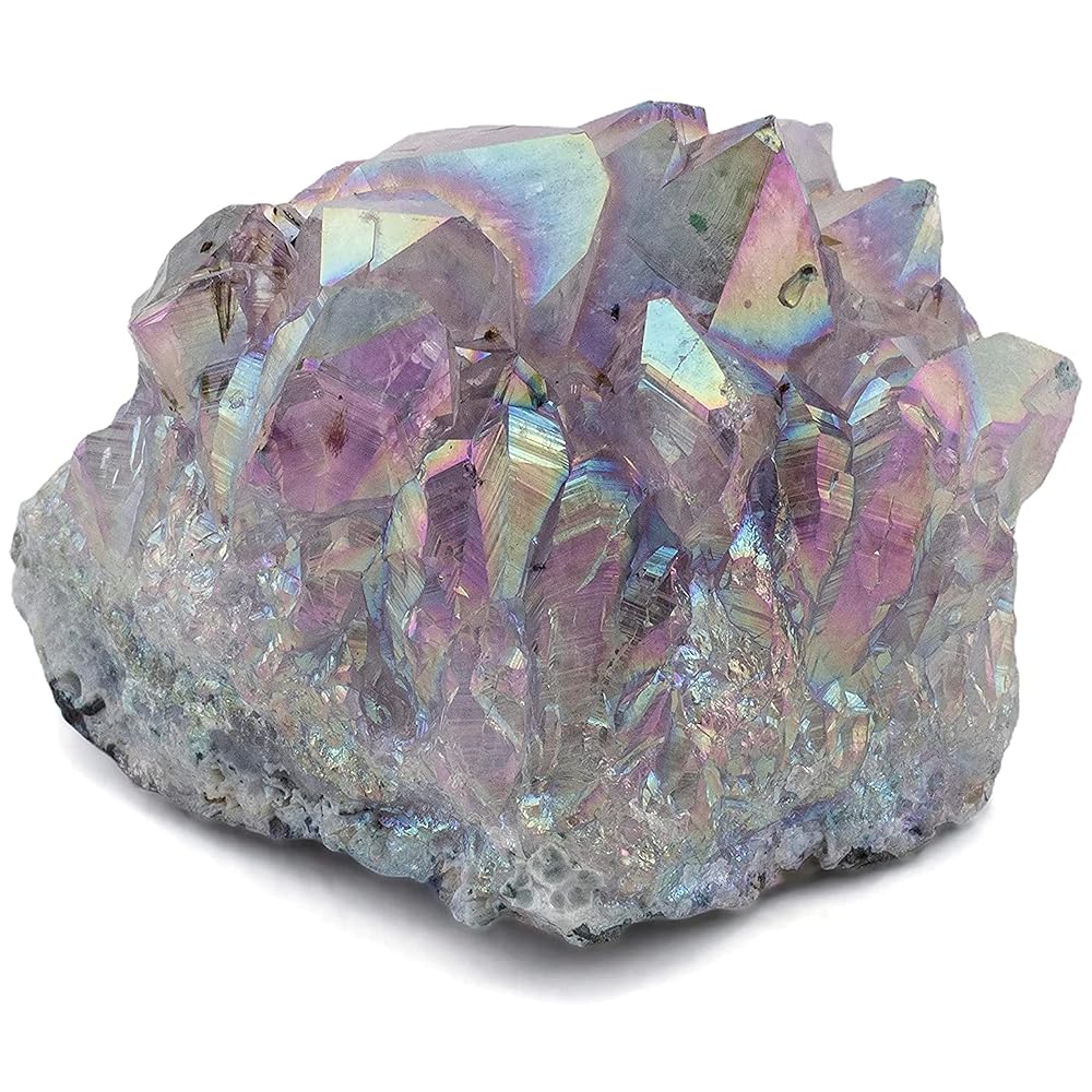 KALIFANO Angel Aura Amethyst Geode - Titanium-Bonded High-Energy Amatista for Reiki, Wicca, Crystal Decor & Metaphysical Gifts - Natural Crystals and Healing Stones (Family Owned)