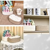 Vista 6 de Cesta de almacenamiento tejida pequeña, cestas de almacenamiento medianas, mini cesta de cuerda de algodón, para estantes, guardería, oficina, baño