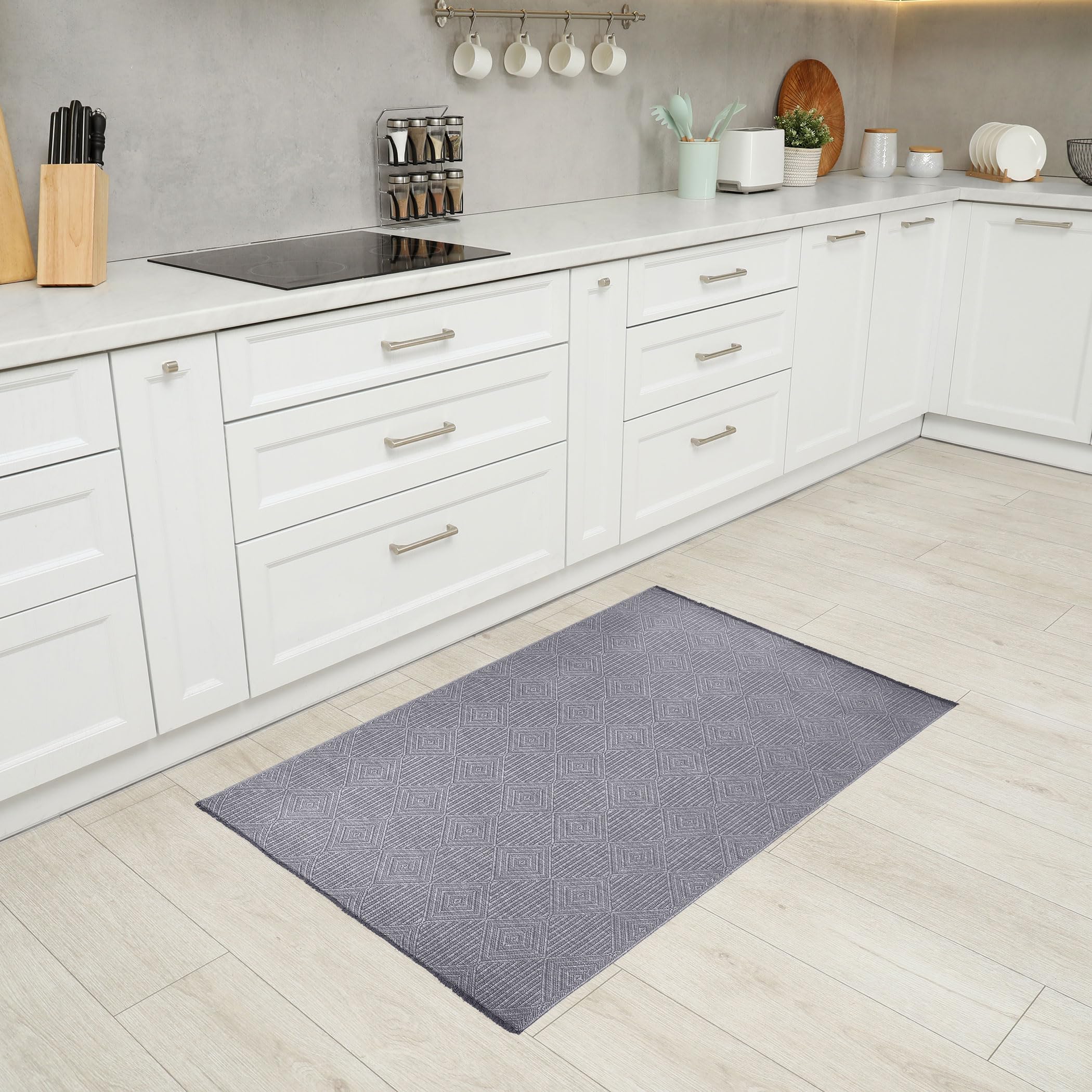 Home My Own | Passatoia Cucina e Bagno Assorbente a Tinta Unita al 60% Poliestere e 40% Cotone - Passatoia Antiscivolo Lavabile in Lavatrice - Piccolo Tappeto per Soggiorno o Ufficio Moderno