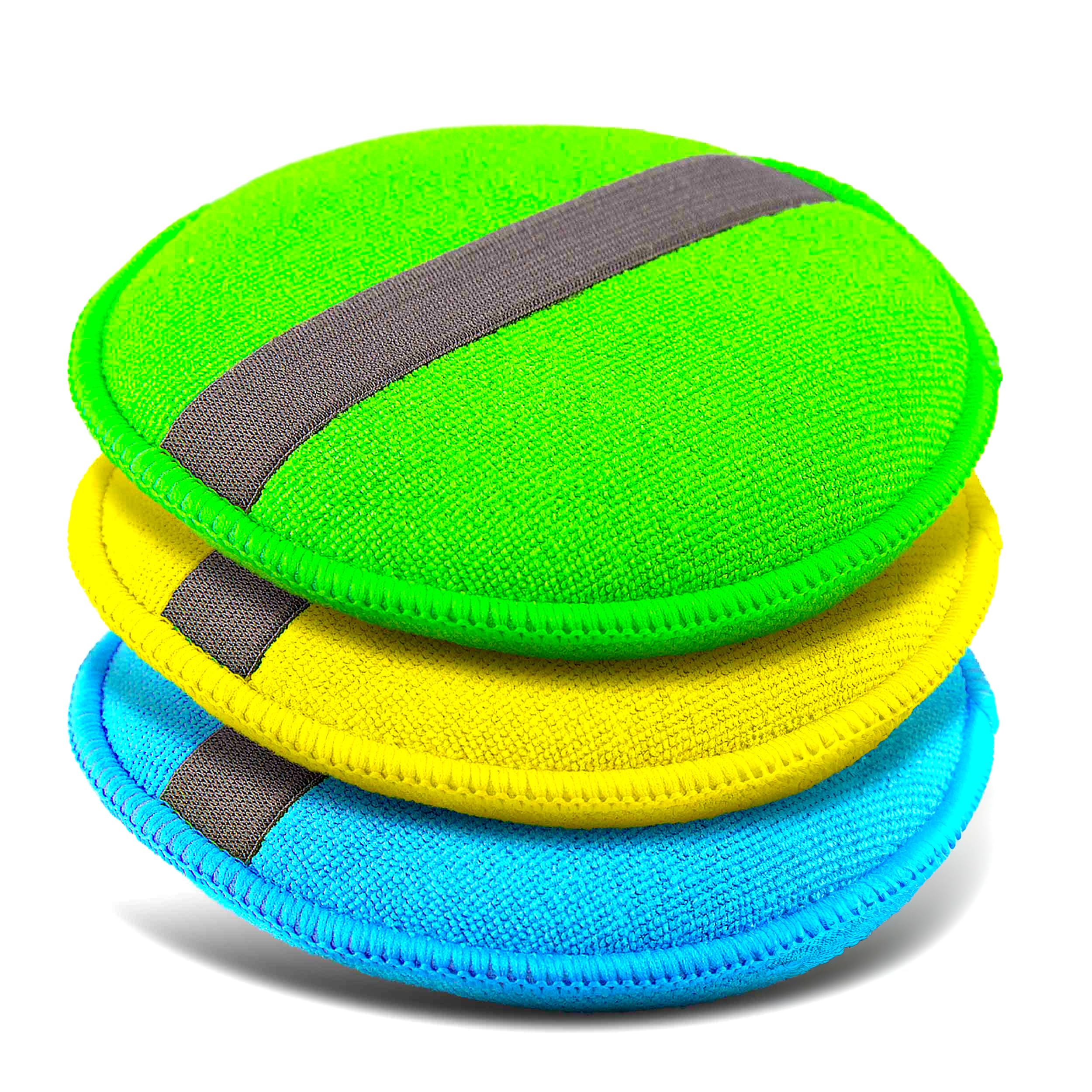 Glart 43PP Set pads polissage microfibre – 3 pièces 130×25 mm – pour polish, cire, nettoyant laque, scellant – application manuelle entretien auto intérieur/extérieur – lavable et réutilisable