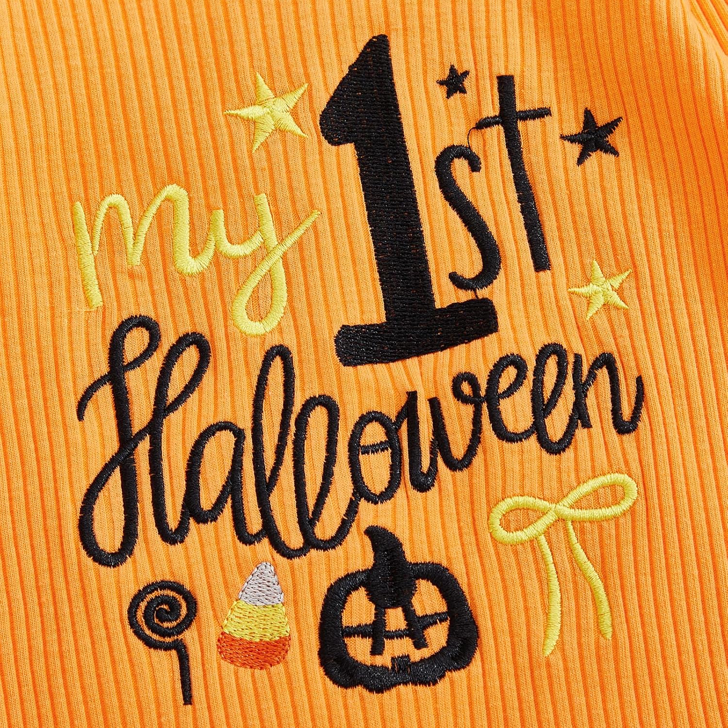 Baby Girl Outfit Infant Rib Ruffle Long Sleeve Romper Onesie Top Bell-Bottom Denim Pants Sets Cute Clothes - Image 4