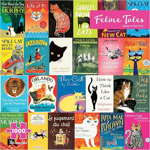 Re-Marks Feline Tales - Rompecabezas de 1000 piezas para todas las edades libros de gatos rompecabezas familiar