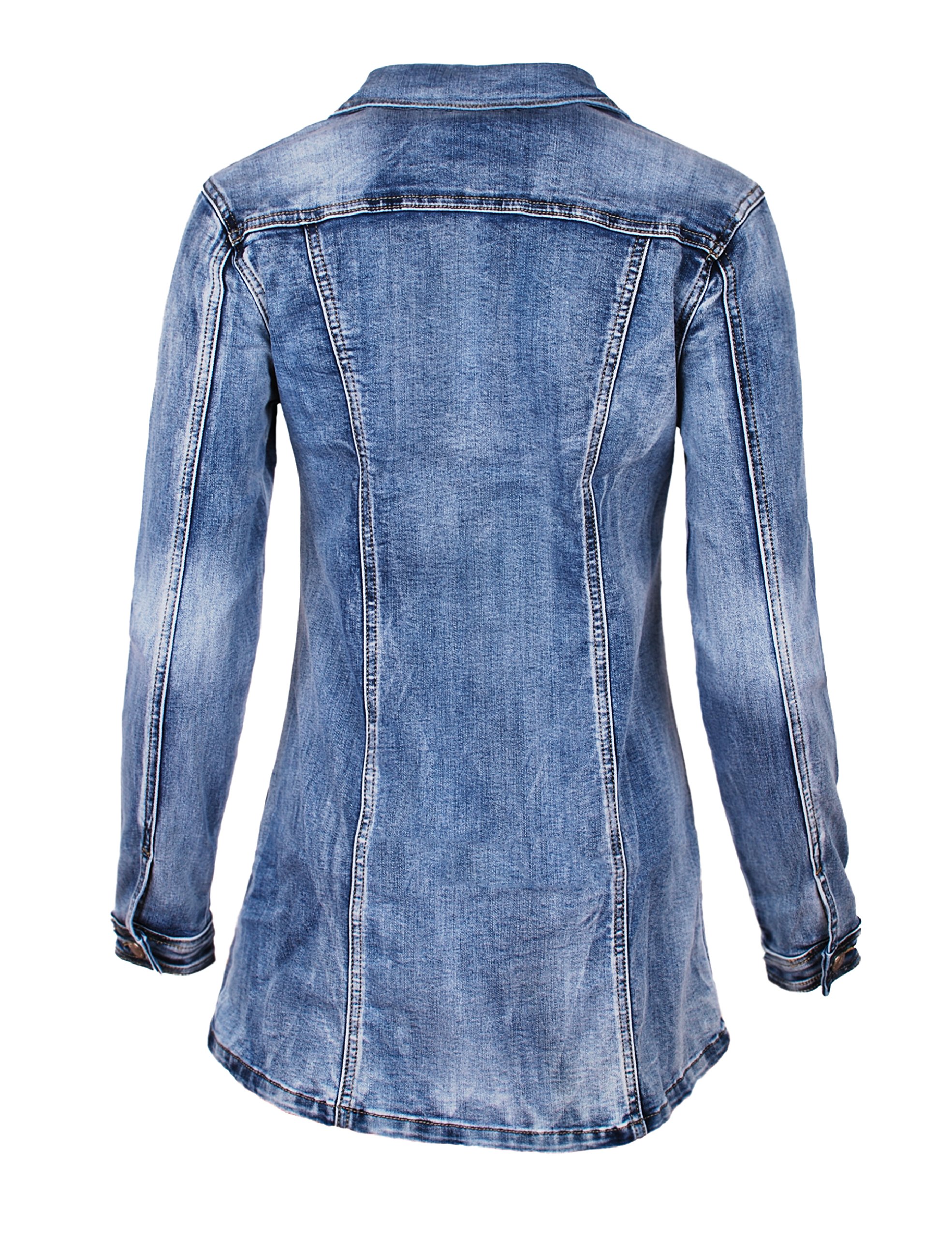 Fraternel Damen Jacke Mantel Lange Jeansjacke talliert Denim Jacket
