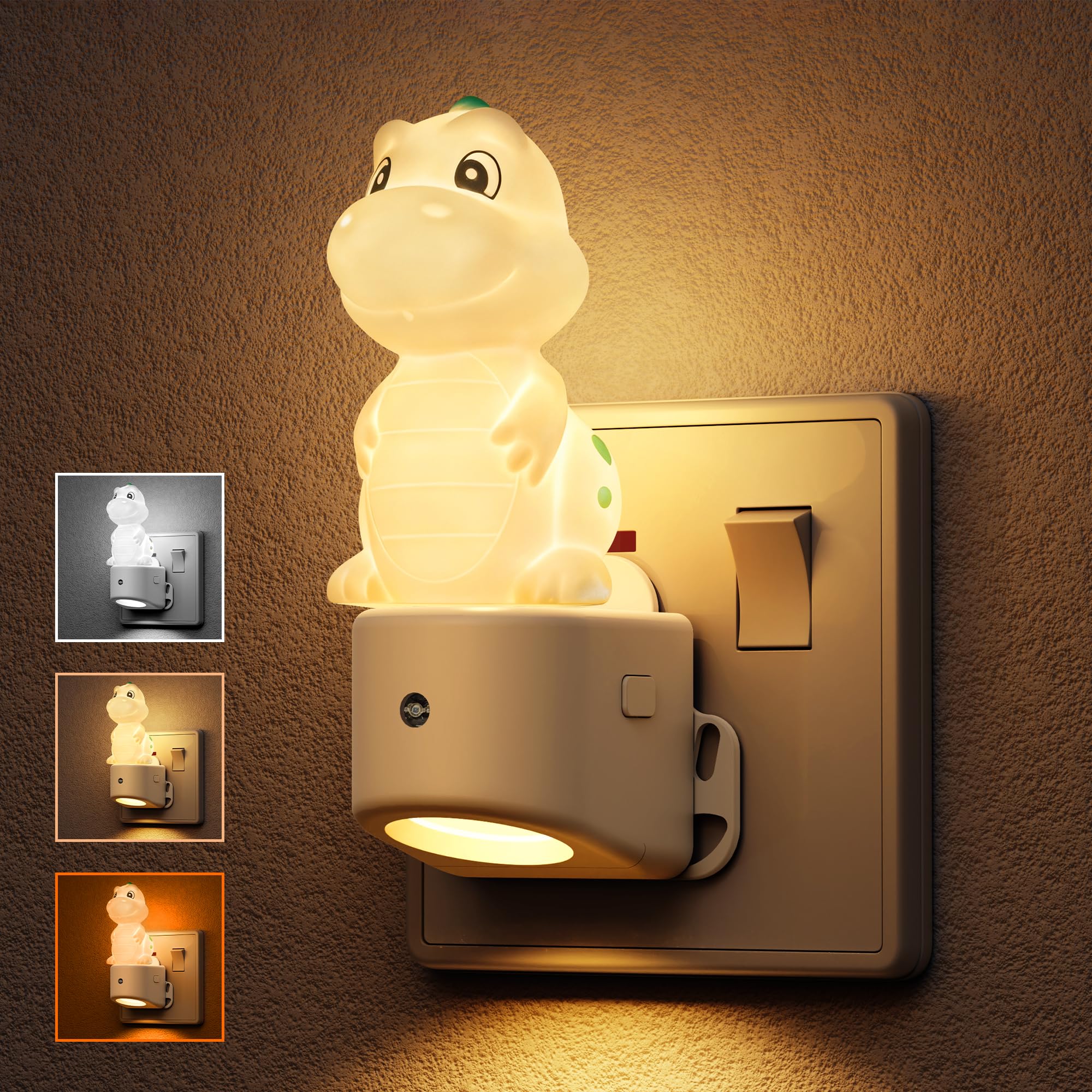 LOHAS-LED Plug in Night Light, 3D Cute Dinosaur Night Light Plug in Wall