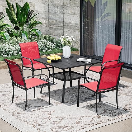 5 Pieces Patio Dining Set, 38" Square Dining Table with