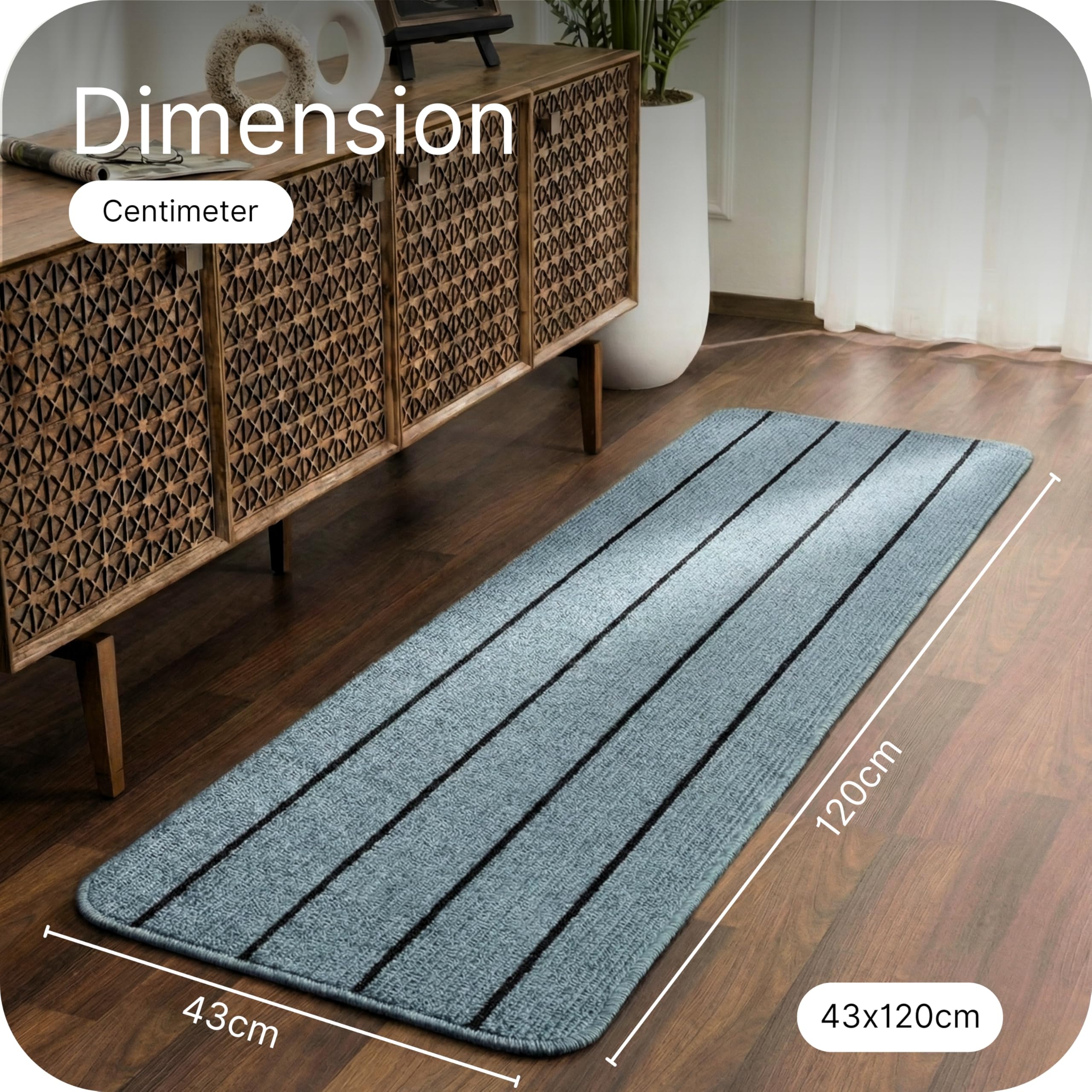 Saral Home PP Runner (Blue, Turquoise, 43x120 cm) 1