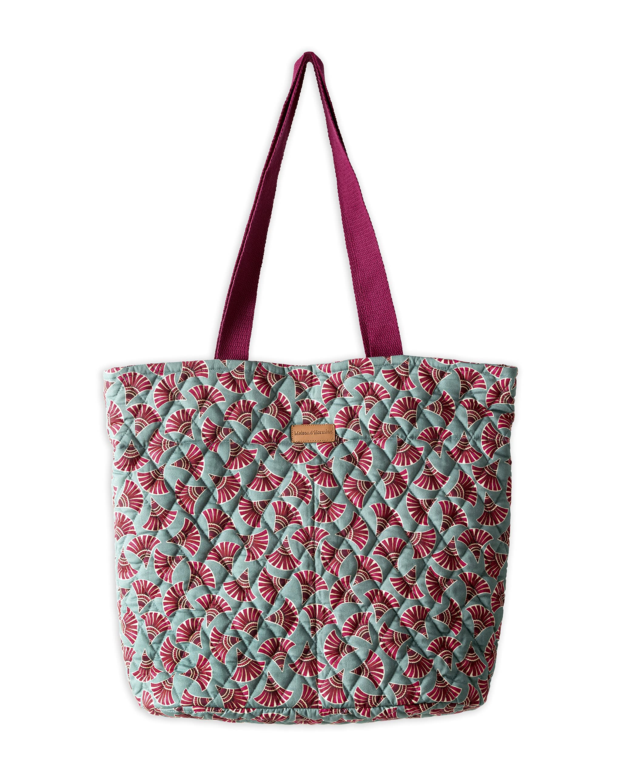 Maison d' Hermine Shopping Bags Cotton Quilted Tote Bag Zipper Pockets Small Pouch Reusable Grocery Bag Mothers day Gifts