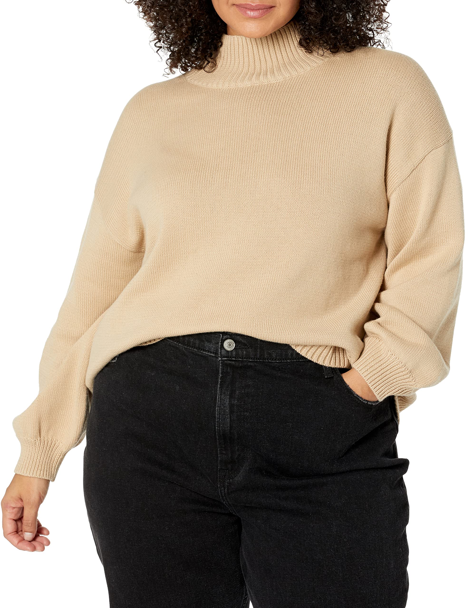 Amazon Essentials Femme Pulls en Coton, Col Cheminée, Disponibles en Grandes Tailles