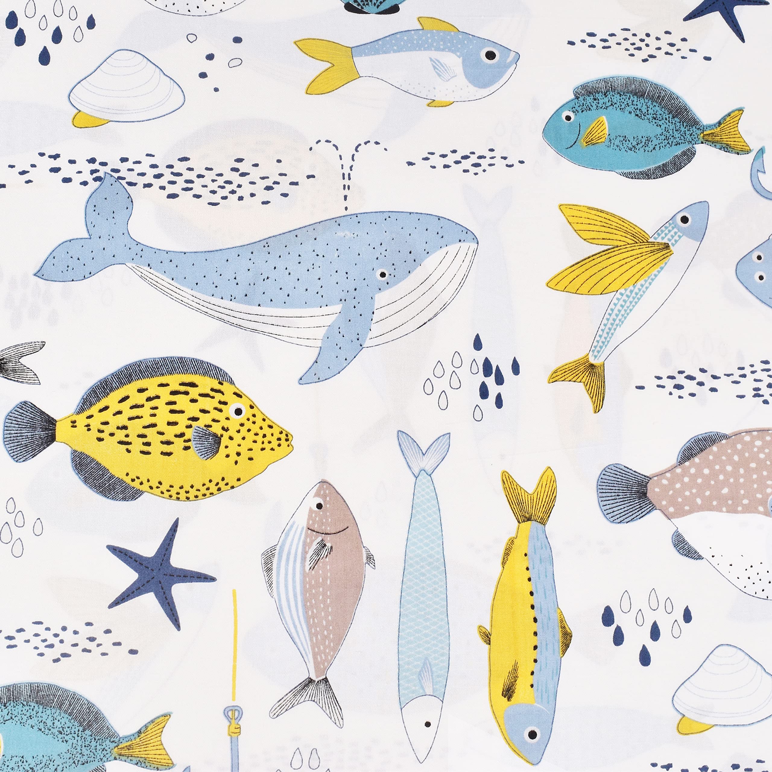 J-Pinno Fish Twin Bedding Set – 100% Cotton Flat Sheet, Fitted Sheet & Pillowcase, Cute Fish Pattern