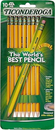Dixon Ticonderoga No.2 - Lápiz suave, amarillo, 10 unidades (paquete de 1)