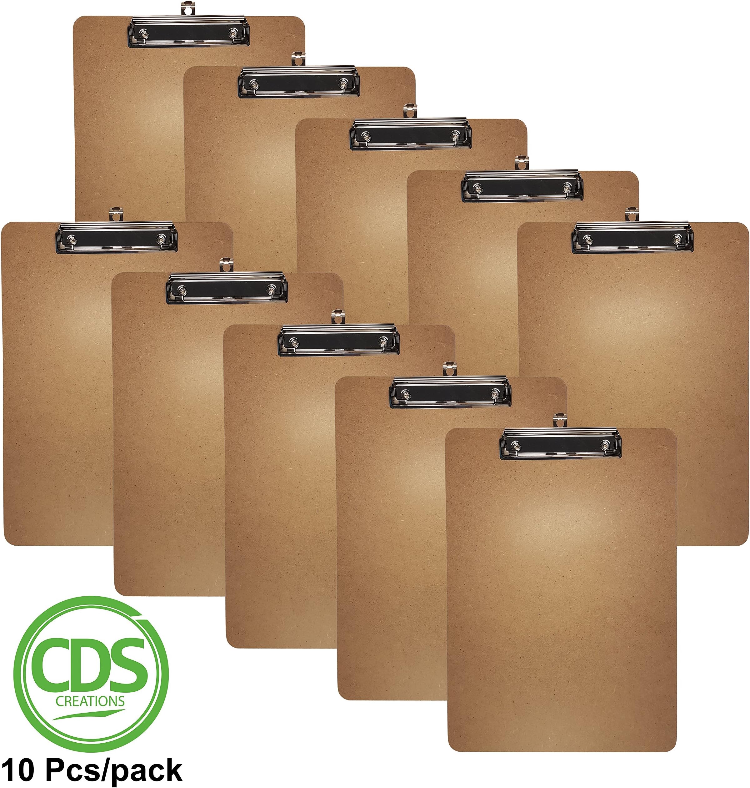 Hardboard Clipboard Metal Clip (Pack of 10) - 9x12.5 inches RECYCLED ECO-FRIENDLY Sturdy Material