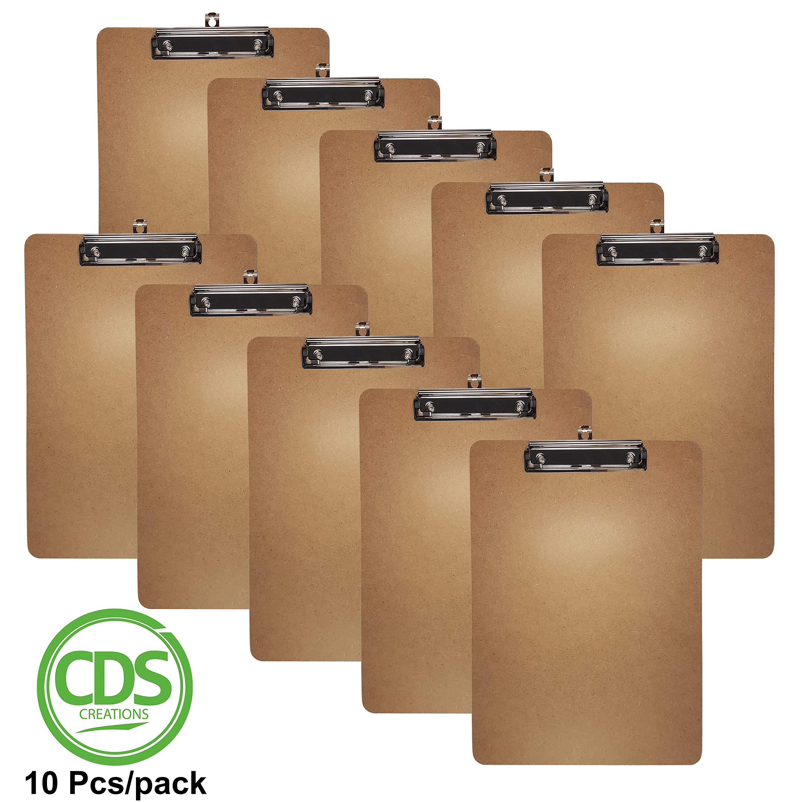 Hardboard Clipboard Metal Clip (Pack of 10) - 9x12.5 inches RECYCLED ECO-FRIENDLY Sturdy Material