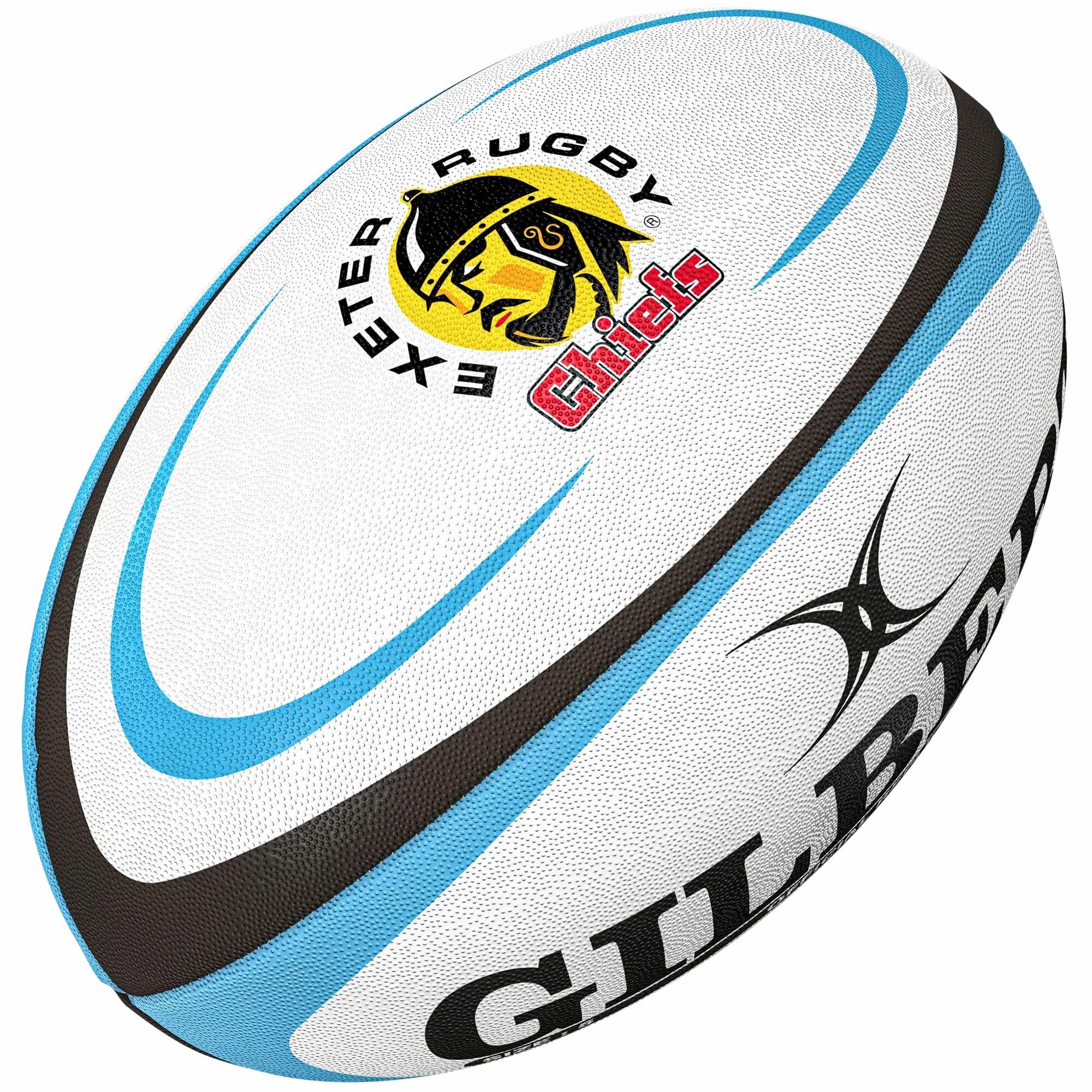 Gilbert Exeter Rugby Chiefs Replik Rugby Ball Größe 5 [Weiß/Himmel]