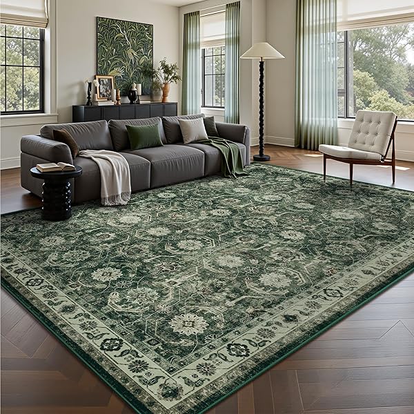 Fresh Green Rug Ideas for Living Room Style 30 Sage Green Retro Floral Rug