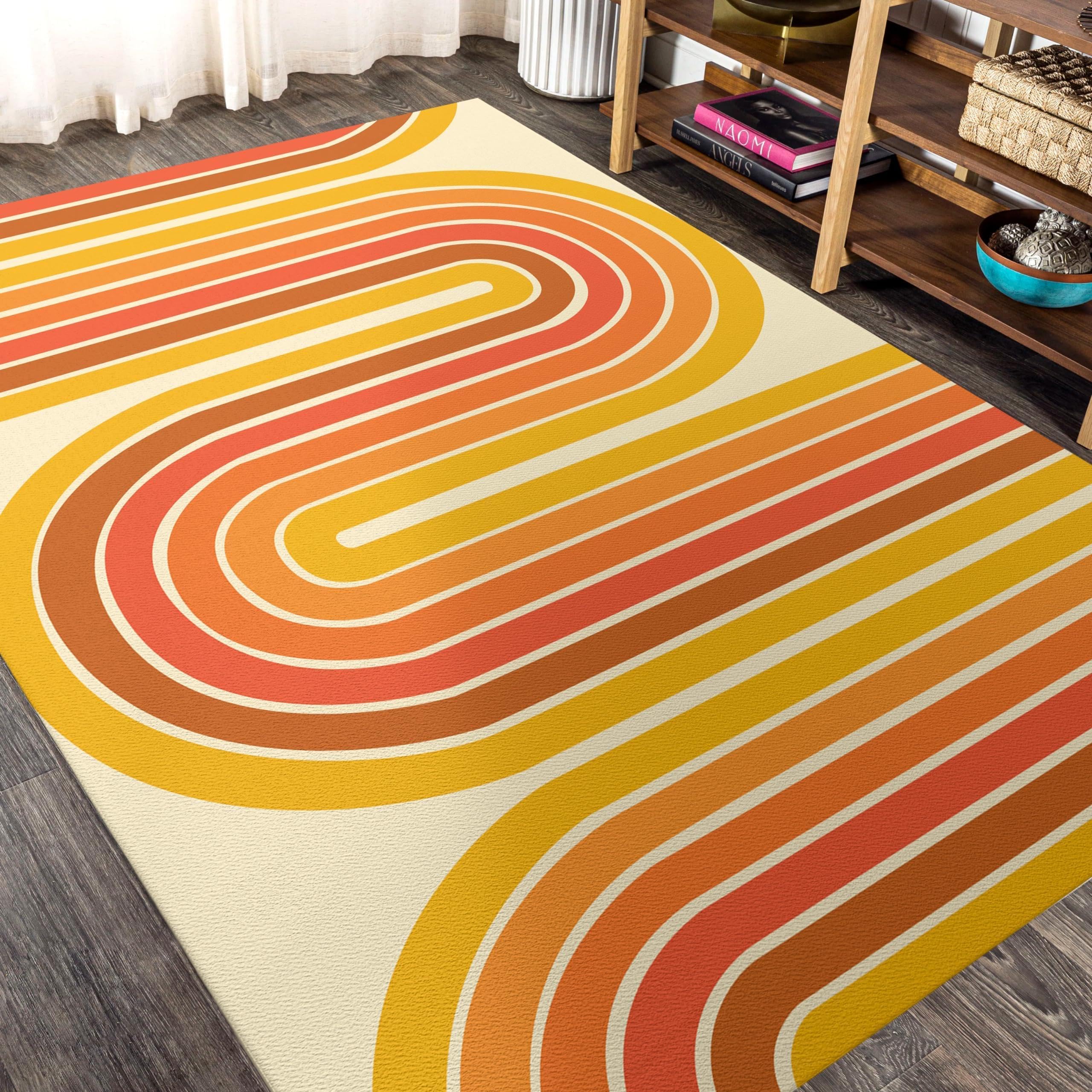 Tapis bohème moderne lavable multicolore pour couloir et salon