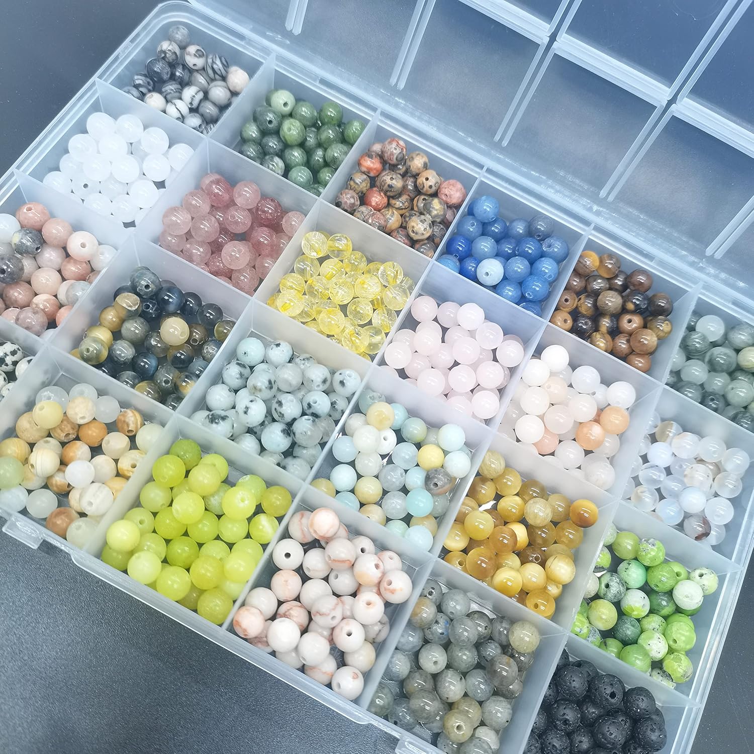 Maonewque 720pcs 6mm Natural Round Stone Beads Gemstone Beading Hole Size 1mm Crystal Energy Stone Healing for Bracelet Necklace Earrings Jewelry Making(24 Colors-1,6mm) - Image 6