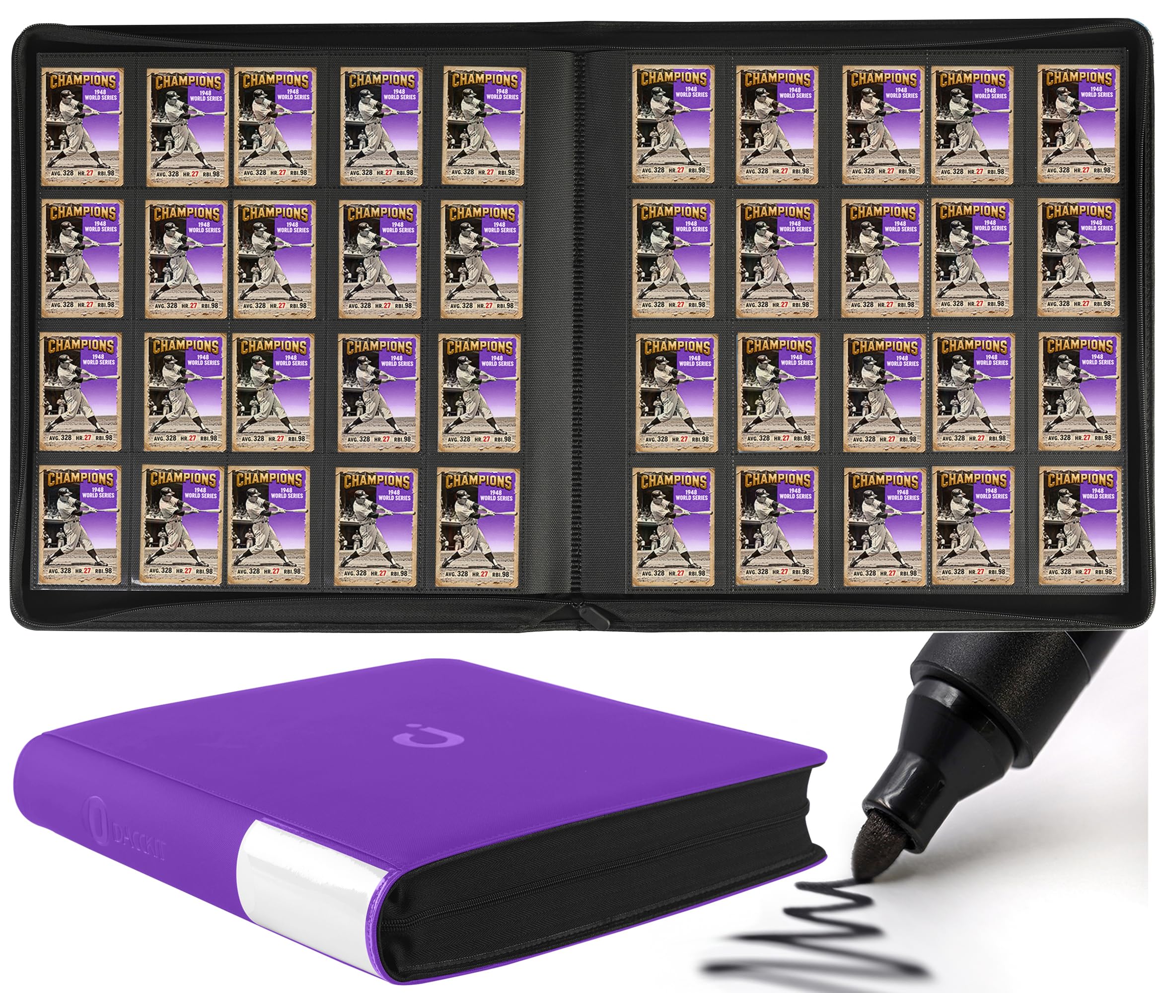Premium 2000 Pocket Card Binder - 20 Pocket Trading Card Binder with Sleeves Fits 2000 Cards, Ringless Card Album for TCG - Model A,Classic Purple — image 1