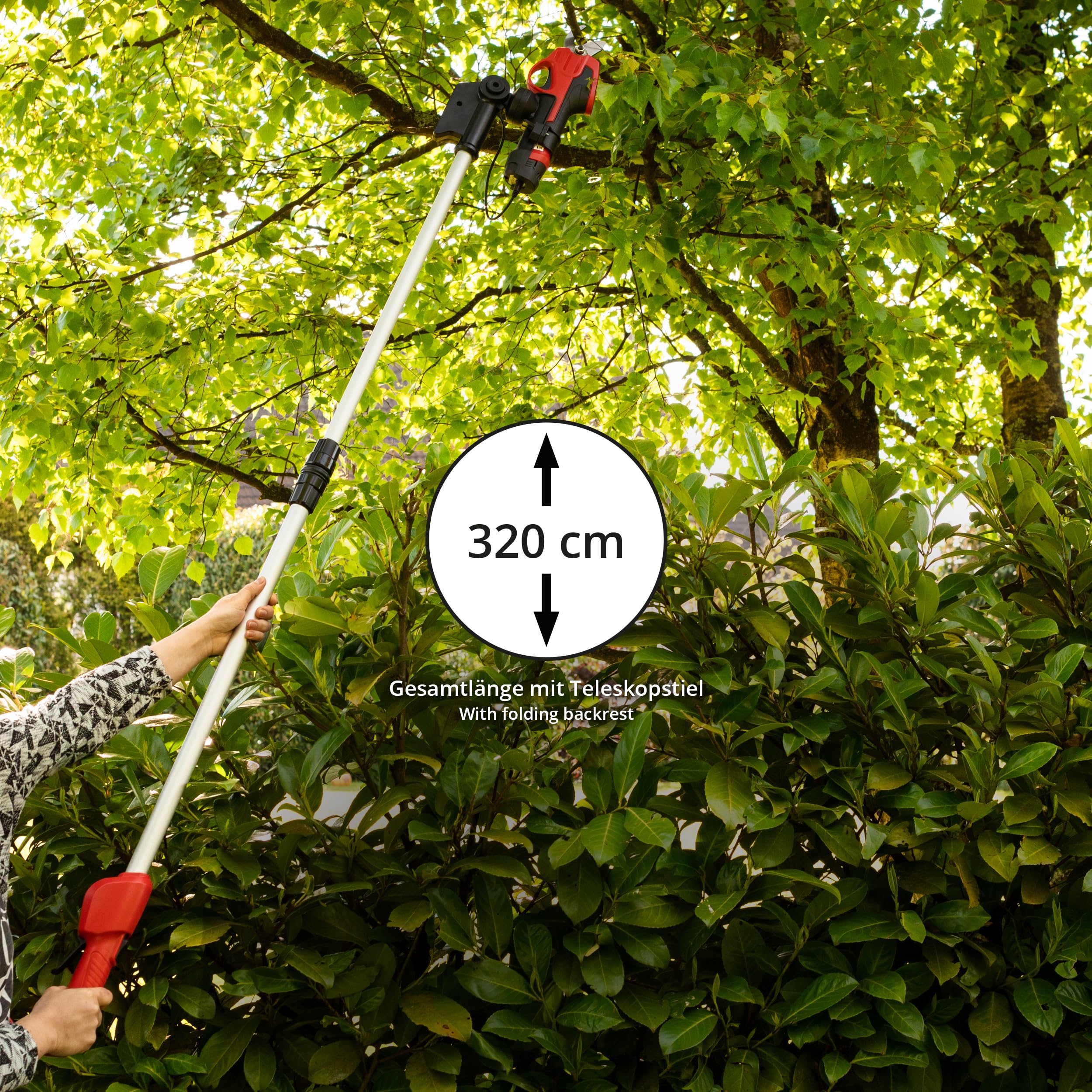 ONVAYA® Elektrische Gartenschere mit Teleskopstiel | Astschere | Strauchschere mit Akku | Baumschere | Teleskopschere | Astschneider