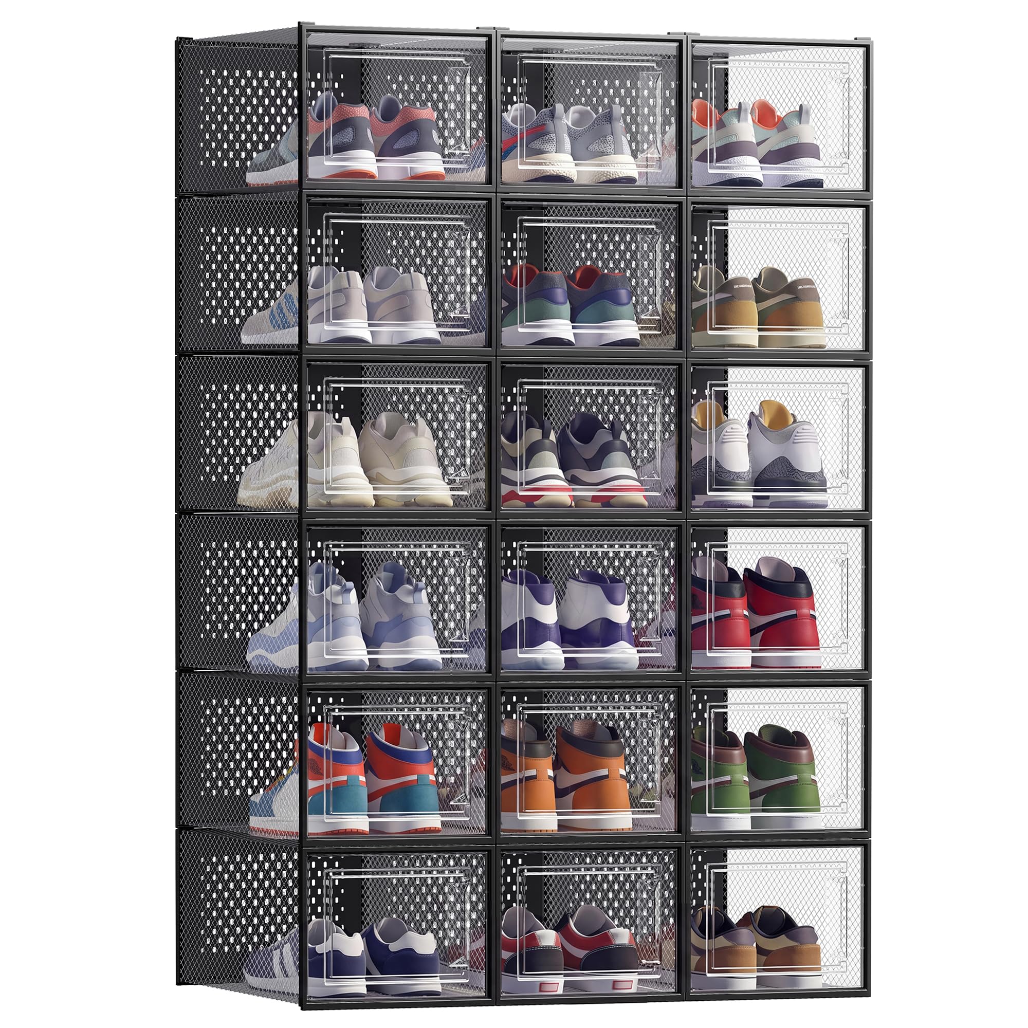 Songmics Storage UnitShoe BoxesPack Of 18 Storage ContainersMultipurposeFoldable And VersatileBlack from B&Q