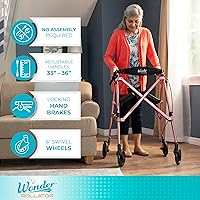 Vista 5 de Stander Space Saver Andador plegable, andador plegable ligero con asiento para personas mayores y adultos, ayuda de movilidad de 4 ruedas con ruedas
