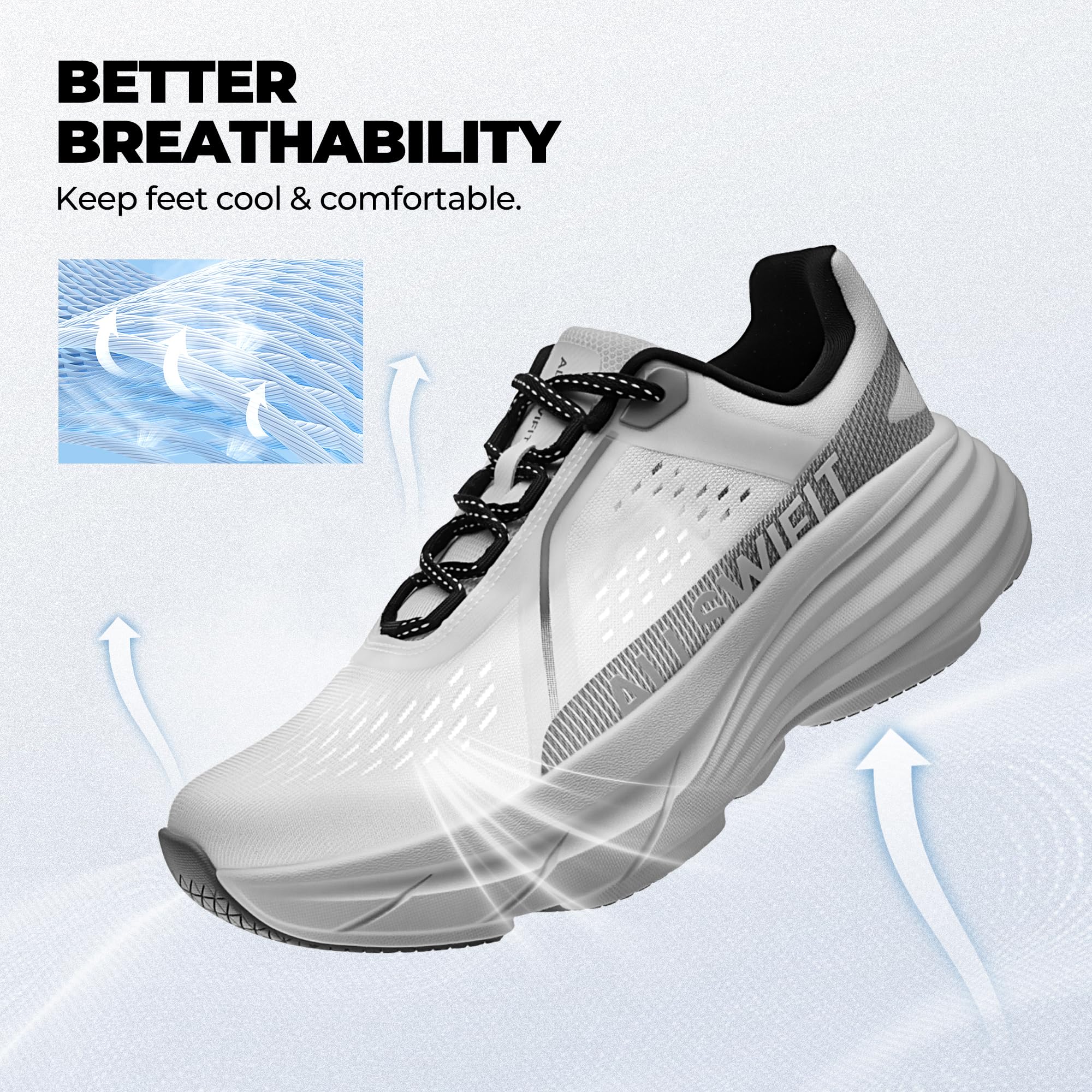 ALLSWIFIT Damskie buty tenisowe do biegania szosowego, wygodne buty do chodzenia, sportowe buty treningowe, siłownia, trampki, biały, 40.5 EU