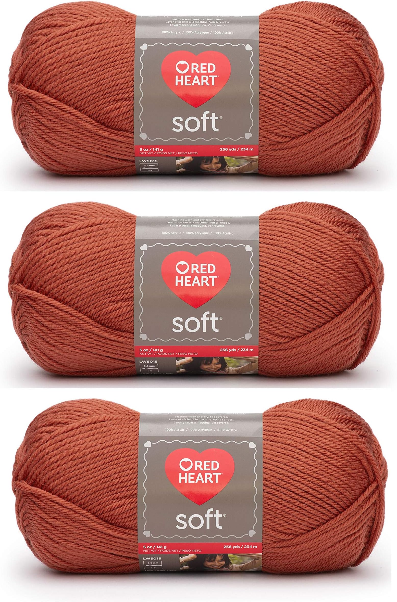 Red Heart Soft Yarn Bulk Buy (3-Pack) Cinnabar E728-9263