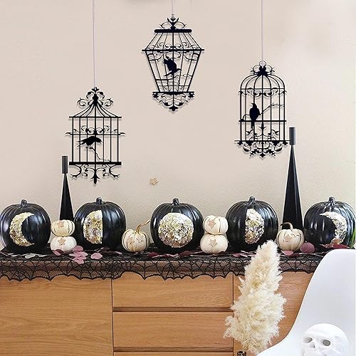 Miniatura 4 de Decoración de jaula de pájaro negro  Decoración de jaula de pájaro de Halloween, calcomanía de pared de casa de pájaros, regalos para amantes de los