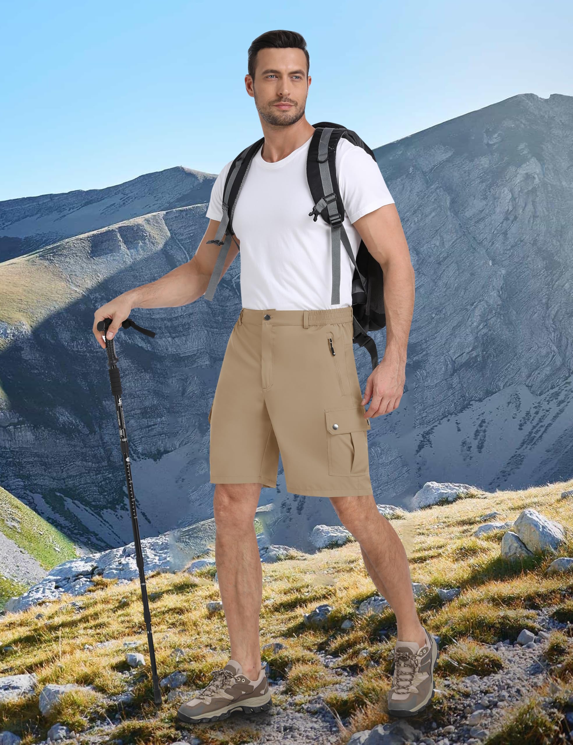 MoFiz Pantalones Cortos Cargo Hombre Seco Rápido Pantalones Cortos de Senderismo Acampada Marcha Trekking Shorts Deportes Gimnasio