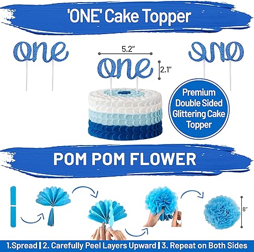 Miniatura 6 de Decoraciones para el primer cumpleaños con corona de cumpleaños, decoración para el primer cumpleaños del niño, suministros para fiestas con pastel.