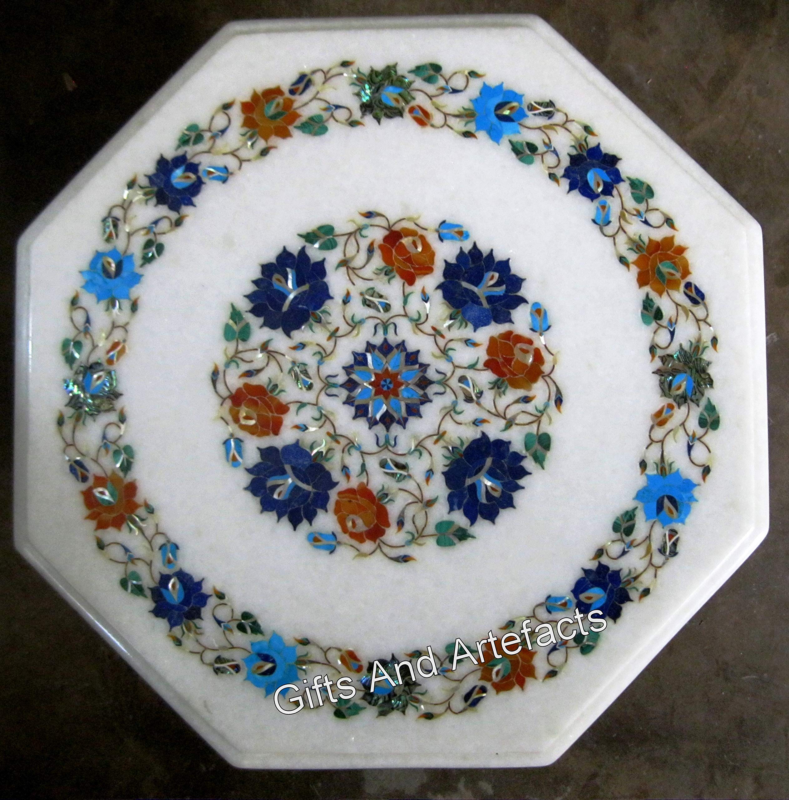 Table basse en marbre blanc motif floral | Le bout de canapé idéal pour le café