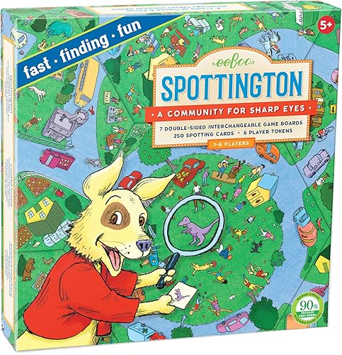 eeBoo Juego de mesa Spottington, desarrolla habilidades de observación, enfoque y velocidad, rápido, búsqueda y diversión, para 1 a 6 jugadores,