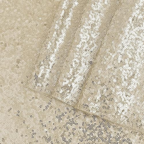 Miniatura 3 de OQSQ - Mantel redondo de lentejuelas color champán, mantel con purpurina para decoración de despedida de soltera, cumpleaños, boda, postre, banquete