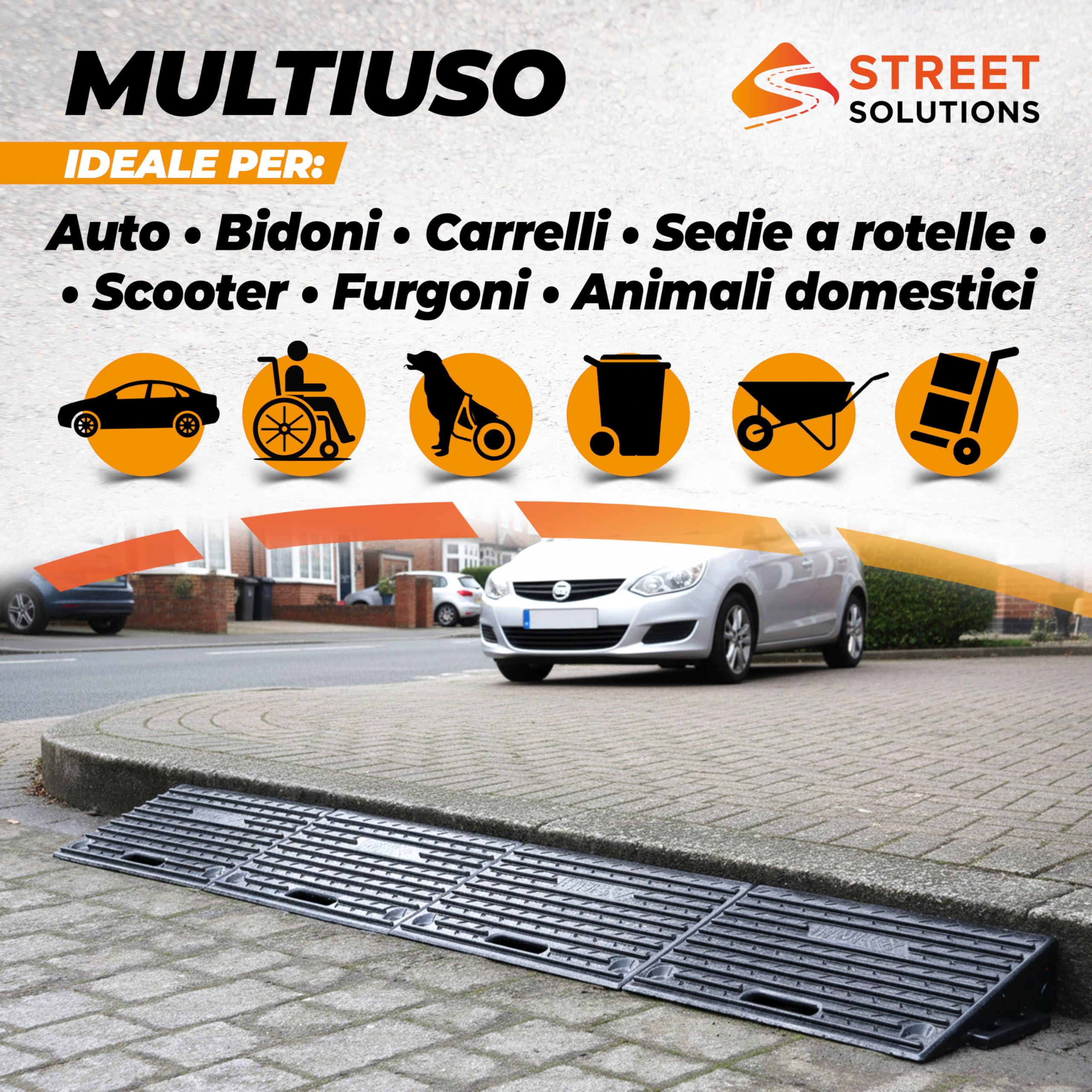 Street Solutions UK Set 2 Rampa per Disabili e Sedia - Rampa per Sedia a Rotelle 10 cm - Rampe per Disabili in Gomma Antiscivolo per Marciapiede, Garage, Moto e Soglia