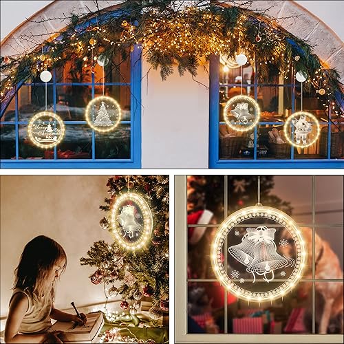 Miniatura 3 de TRELC Luz decorativa de Navidad para ventana, 8.2 pulgadas, 3D colgante, luces LED de decoración de ambiente, para centro comercial, hogar, ventana,