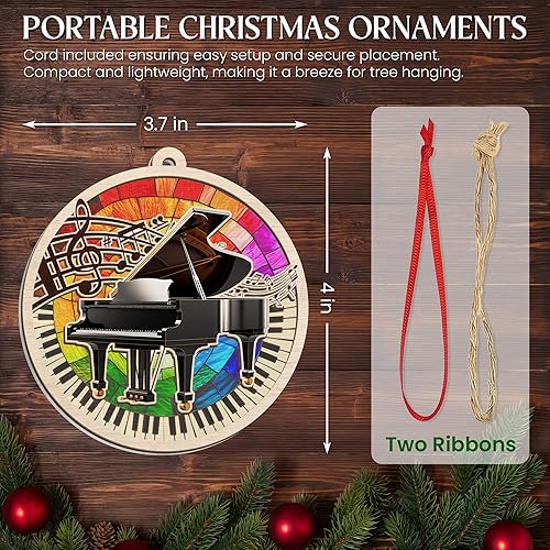 Miniatura 3 de GEEMBI Adornos de piano para árbol de Navidad, adornos de Navidad de atrapasoles 2025, regalos musicales para mujeres y hombres, adorno de pianista,