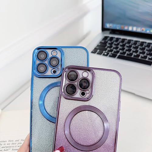 Miniatura 5 de Funda para iPhone 11 Pro con purpurina compatible con Magsafe [fuerte atracción magnética] Protección completa de la lente de la cámara, chapado de