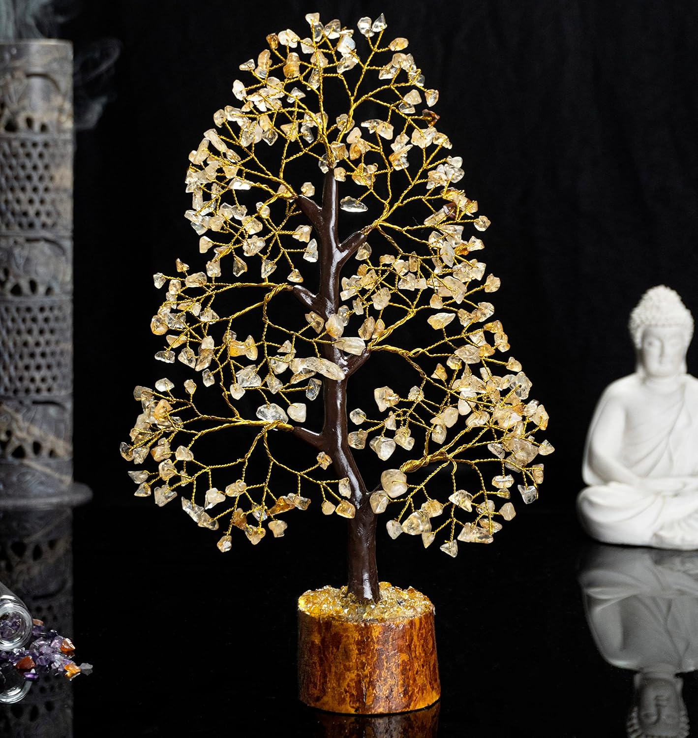 Crocon Citrine Gemstone Tree Feng Shui Figurine Money Bonsai Chakra Balancing Good Luck Prosperity Reiki Healing Crystals Decoration Ornament Sculpture Table Decor Gift Size 10-12""" - Image 7