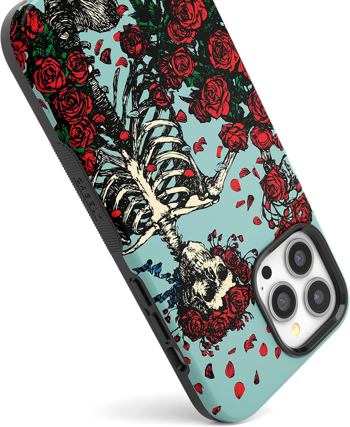 Casely iPhone 14 Pro Max Case | Forever Grateful | Grateful Dead Skeleton Floral | Bold Protective Design | Compatible with MagSafe