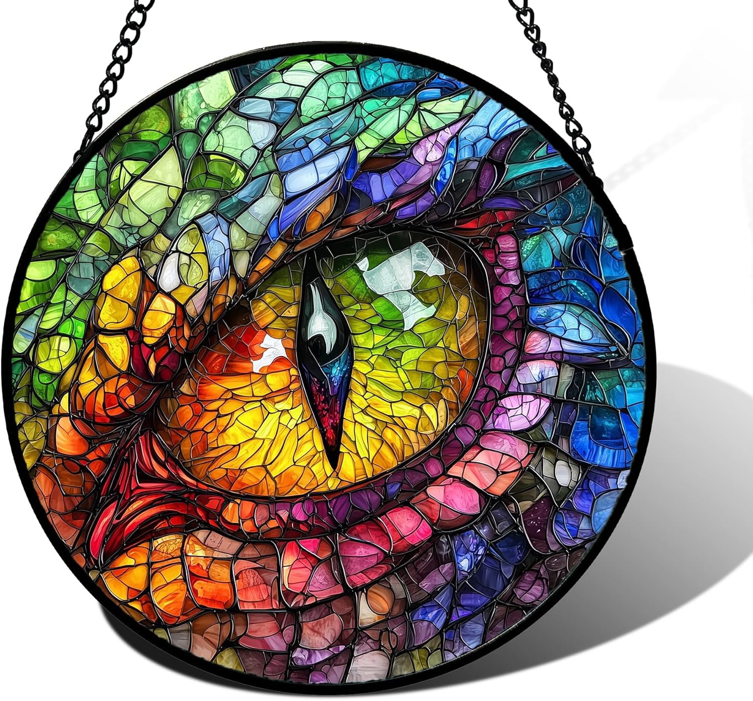 Stained Glass Window Hanging, Colored Four Seasons Eyes Suncatcher for Doors Home Sun Catchers Decoration and Christmas, Mother's Day Birthday Gifts for Women, Men, and Mom 14.9x14.9 in
