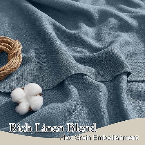 Miniatura 5 de RYB HOME Cenefas con festón para sala de estar, cortinas de mezcla de lino semitransparentes para la parte superior de ventanas, aireadas, suaves