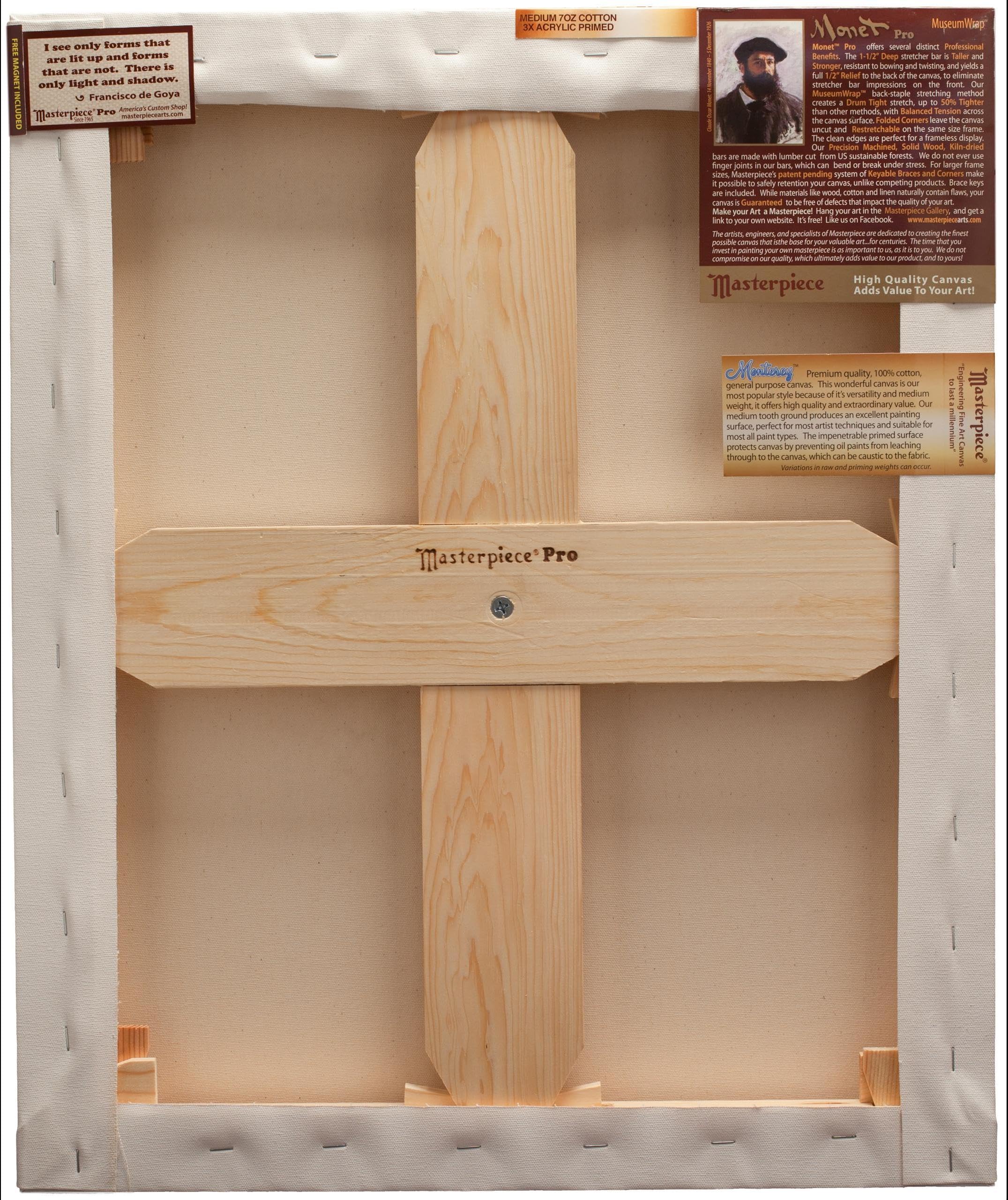 Masterpiece Monet Pro Stretched Artist Canvas - 1.5" Deep, 10.5 Oz Cotton, Medium Texture (6x6 Inches)